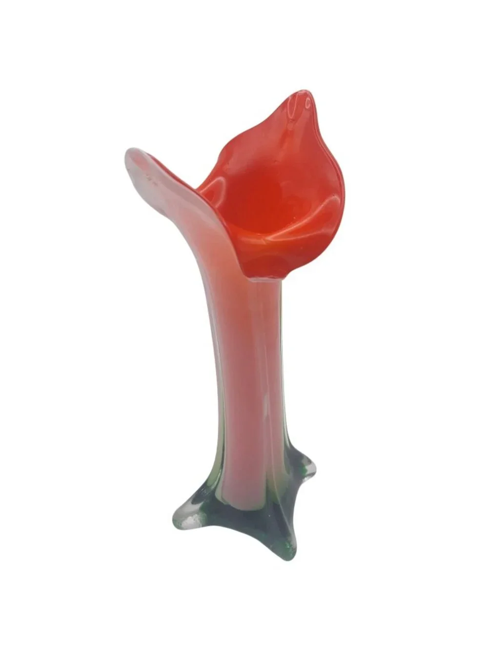 Calla Lily Art Glass Vase Floral Jack In The Pulpit Hand Blown Murano Style Vtg